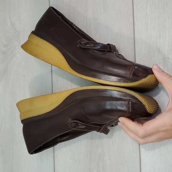 Vintage L.E.I Womens Jennefer Y2K Leather Mary Jane Wedge Clogs shoes sz 9 - Picture 10 of 13